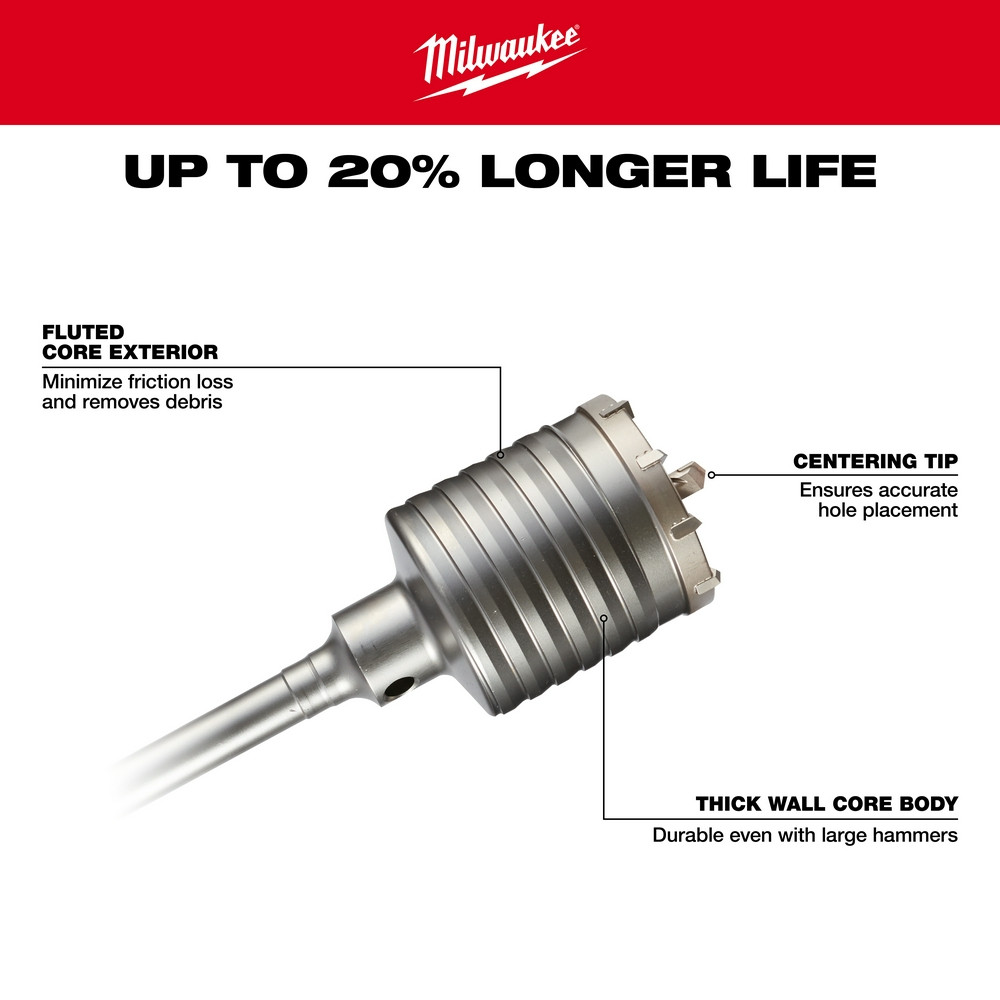 Milwaukee 48-20-5412 2-5/8 in. x 11-3/8 in. One Piece SDS-Max Core Bit