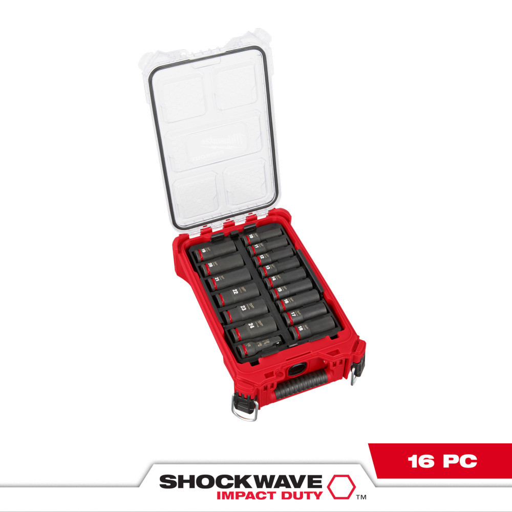 Milwaukee 49-66-6803 Shockwave Impact Duty Socket 1/2" Dr 16PC MM PACKOUT Set