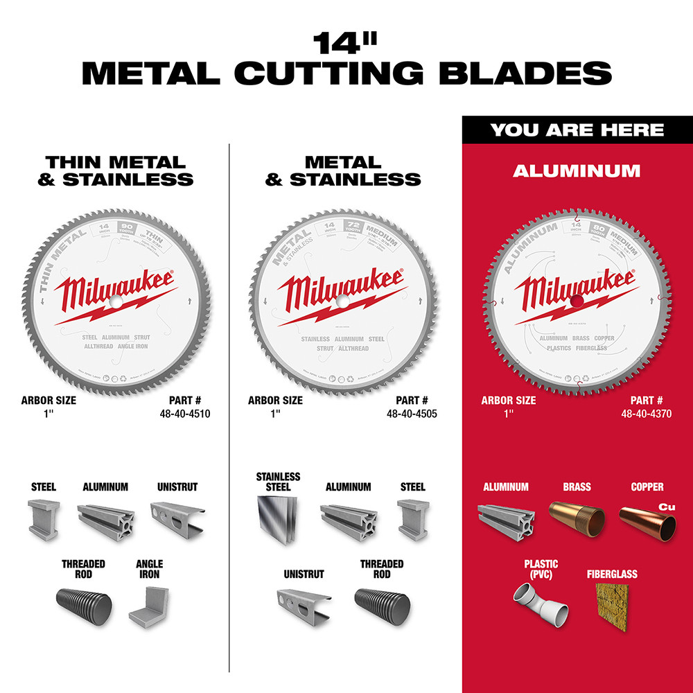 Milwaukee 48-40-4370 14 in. Aluminum Cutting Circular Saw Blade