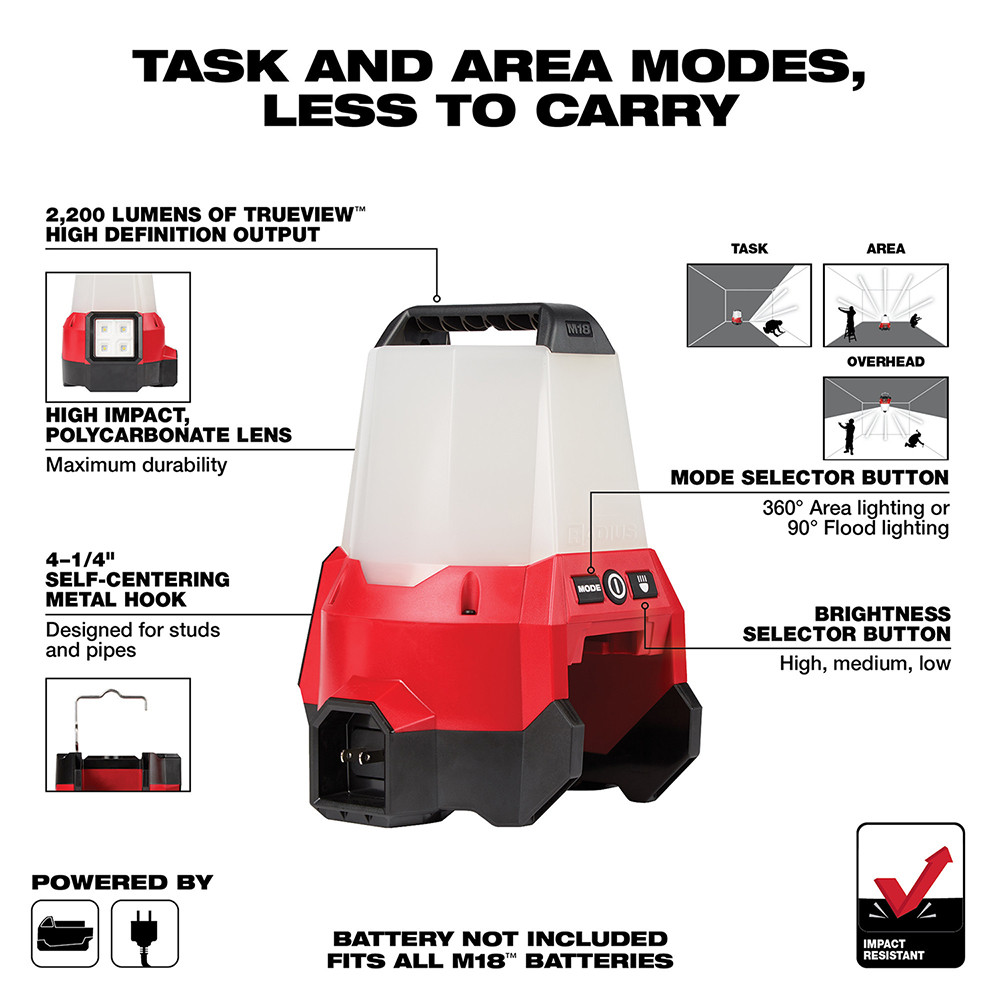 Milwaukee 2144-20 M18 RADIUS Compact Site Light with Flood Mode