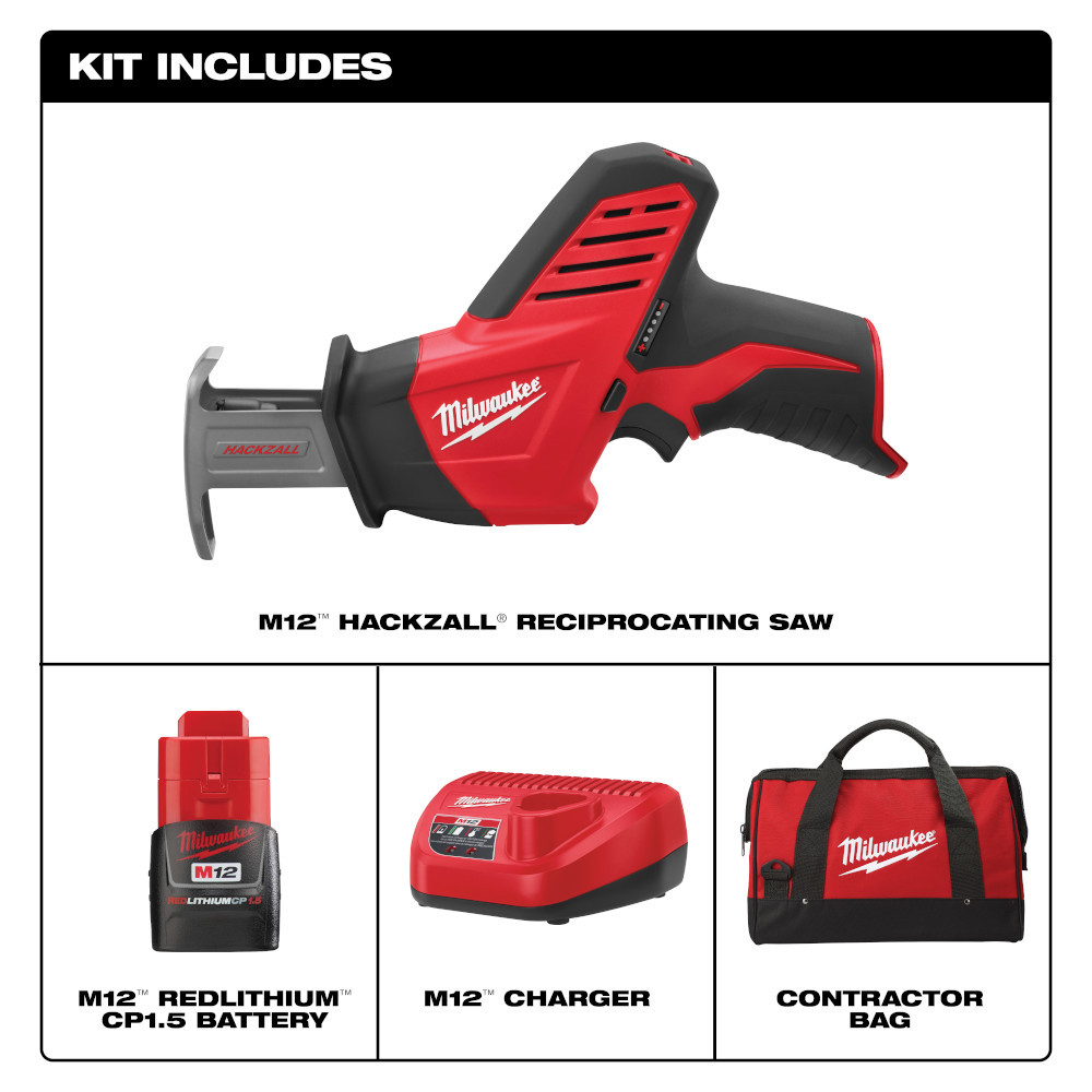Milwaukee 2420-21 M12 HACKZALL Reciprocating Saw One Battery Kit