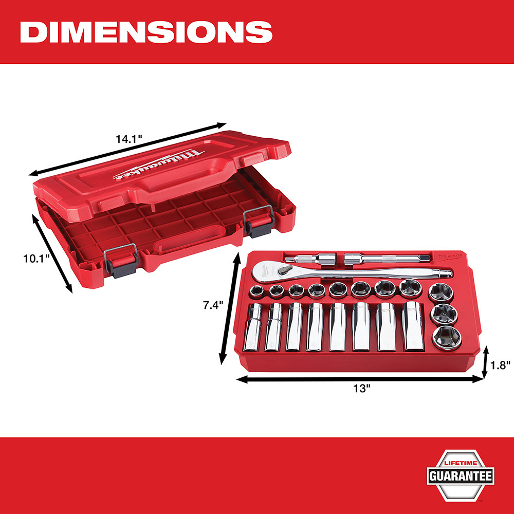 Milwaukee 48-22-9410 22 pc. 1/2 in. Socket Wrench Set (SAE)