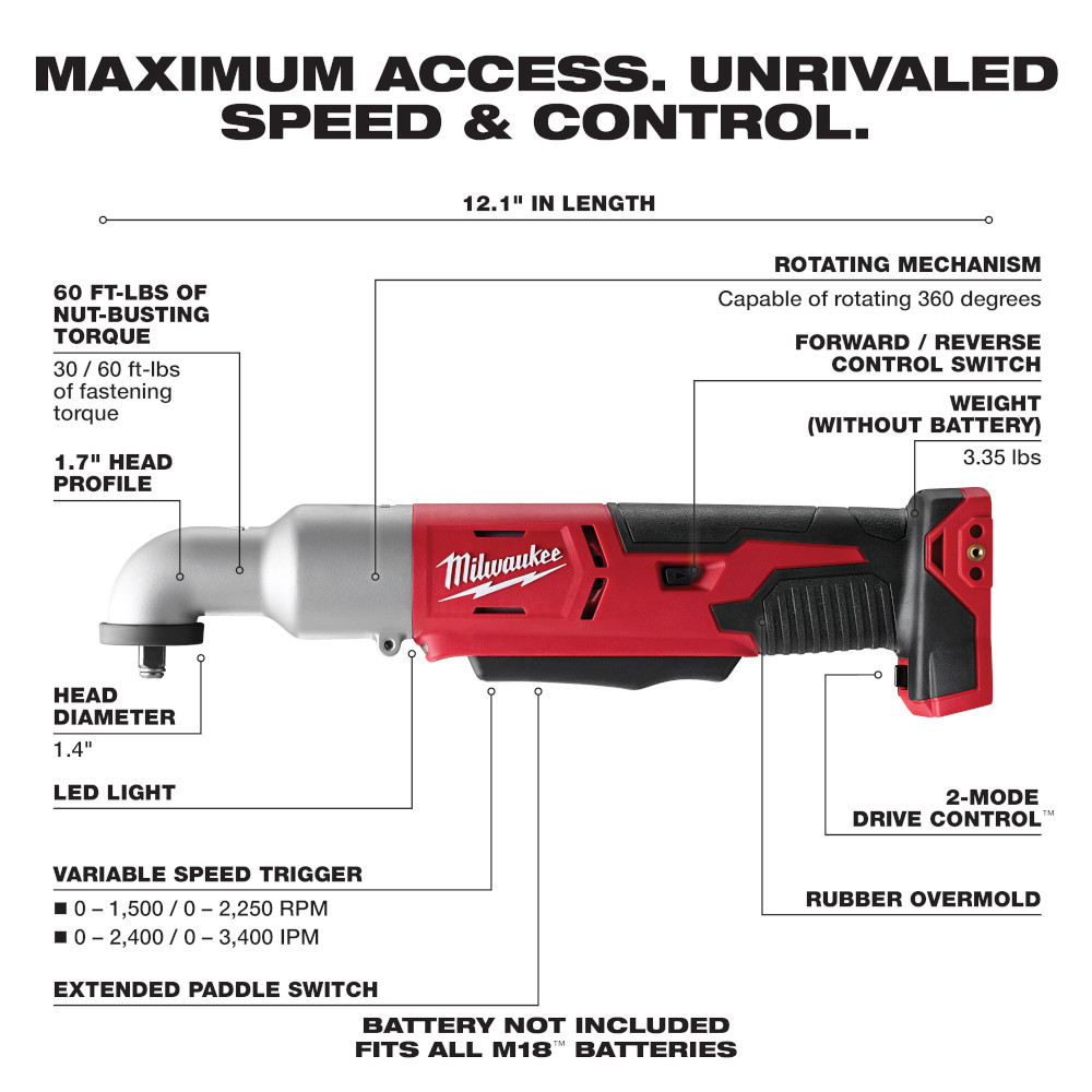 Milwaukee 2668-20 M18 2-Speed 3/8 in. Right Angle Impact Wrench