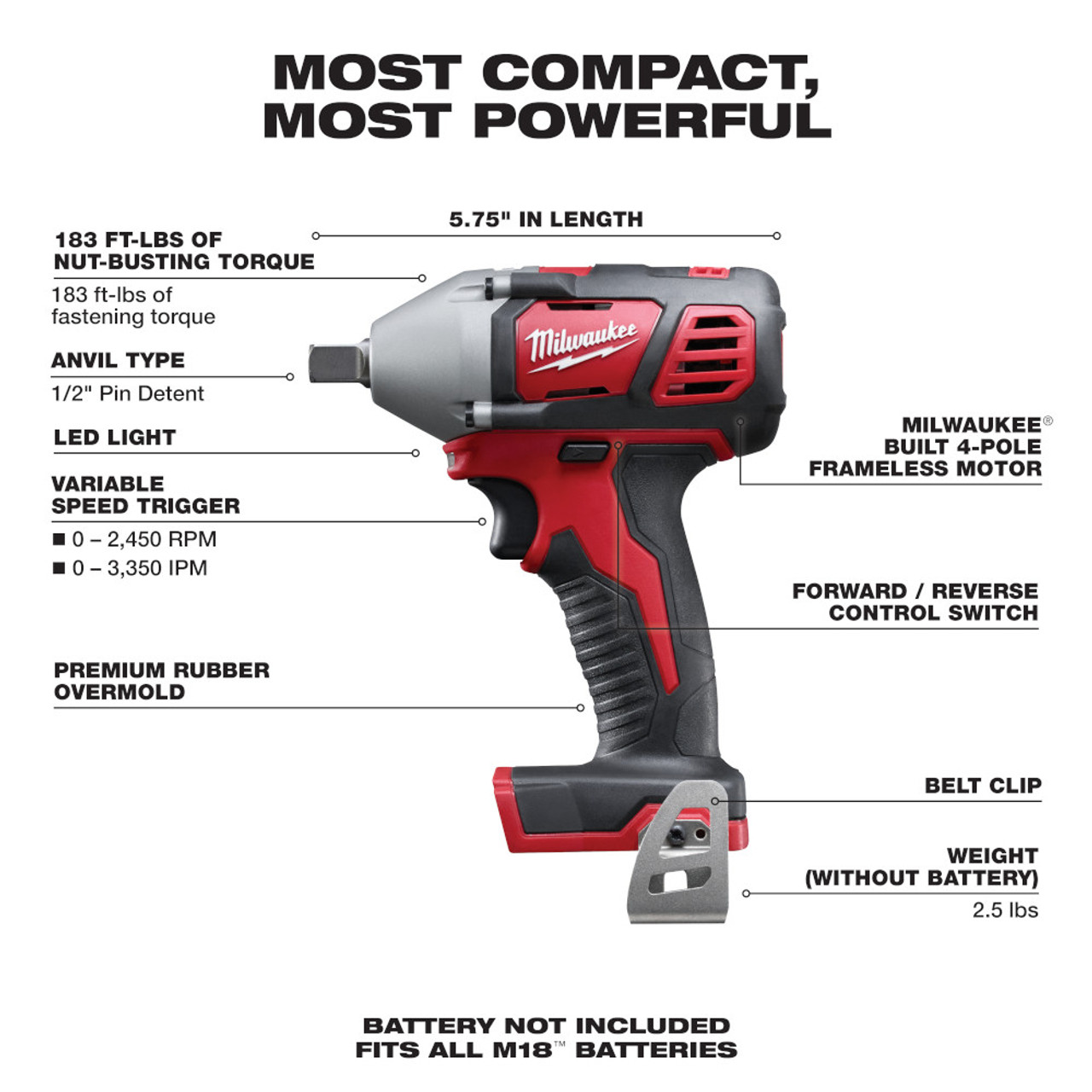 Milwaukee 2659-20 M18 1/2 in. Impact Wrench