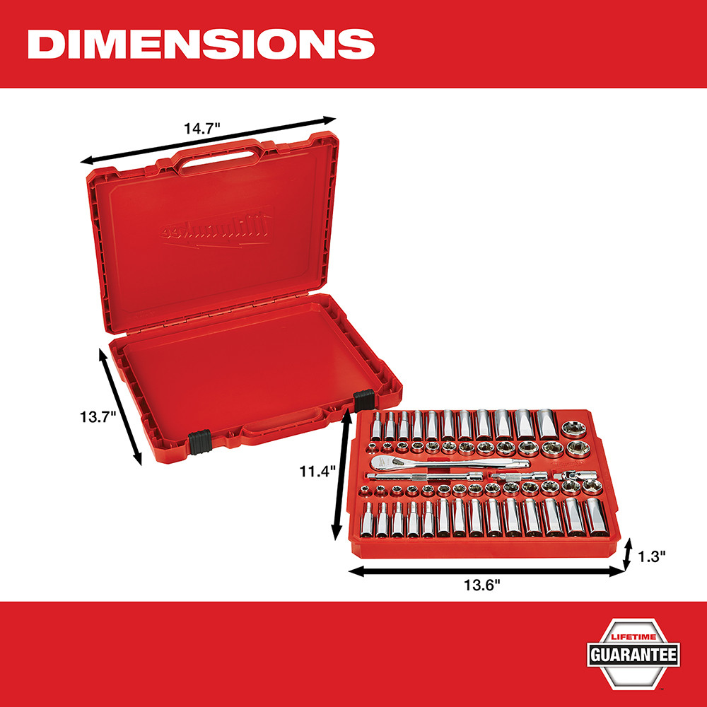Milwaukee 48-22-9008 3/8 in. Drive 56 pc. Ratchet & Socket Set - SAE & Metric