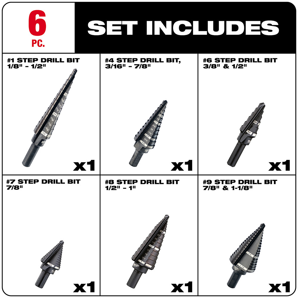Milwaukee 48-89-9224 6-Piece Step Drill Bit Set