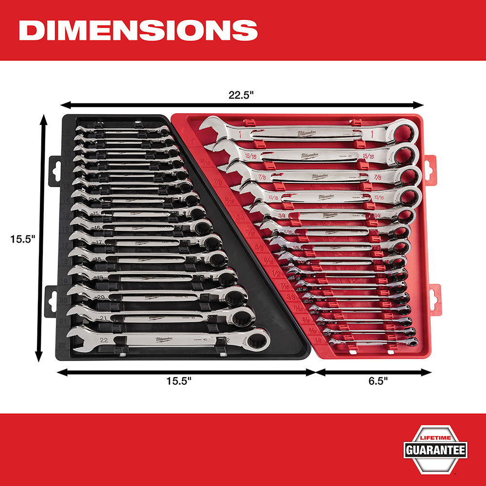 Milwaukee 48-22-9416 15pc Ratcheting Combination Wrench Set - SAE