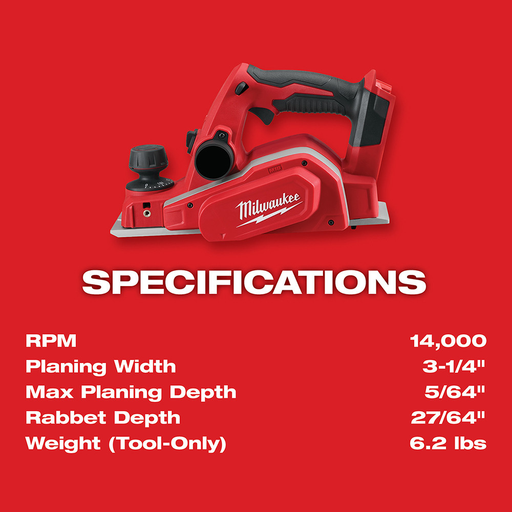 Milwaukee 2623-20 M18 3-1/4 in. Planer