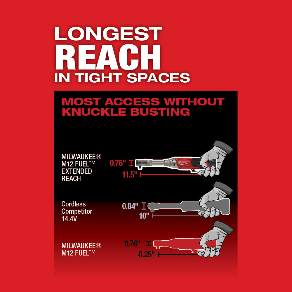 Milwaukee 2560-20 M12 FUEL 3/8 in. Extended Reach Ratchet