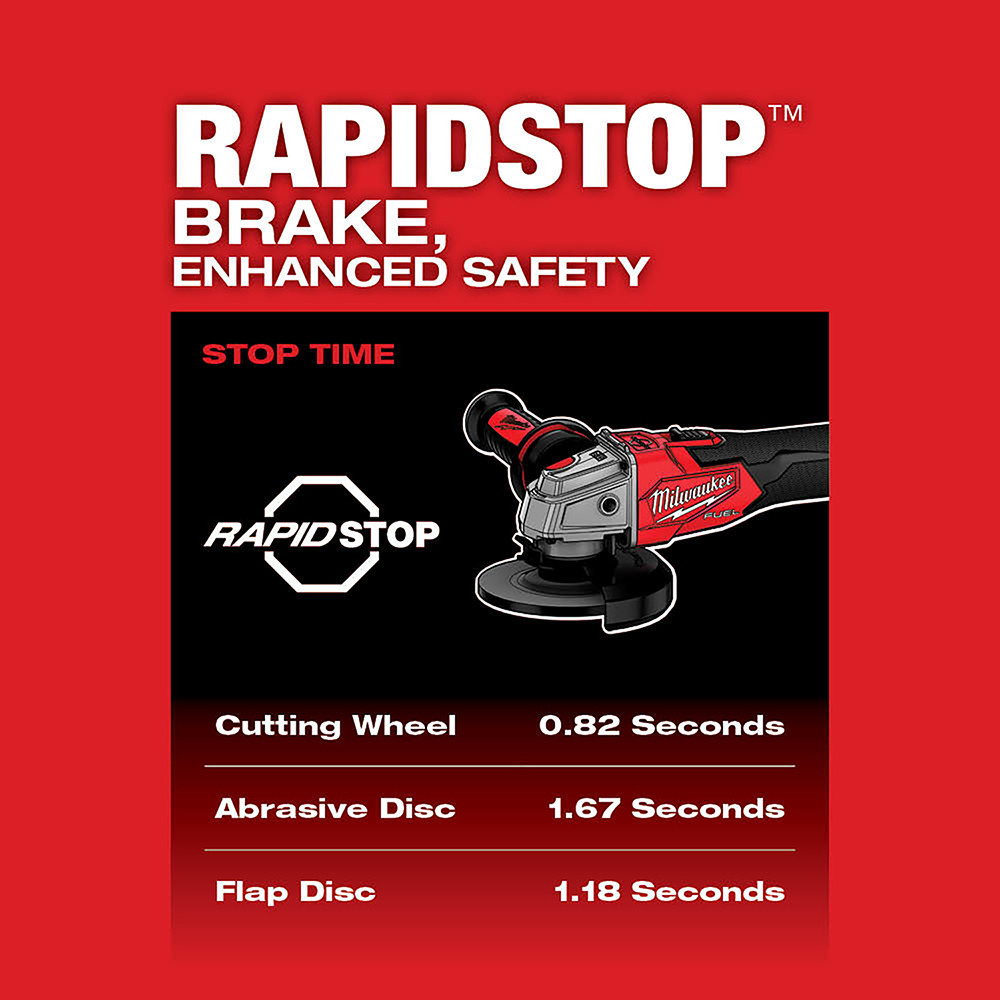 Milwaukee 2883-20 M18 FUEL 4-1/2" / 5" Braking Grinder w/ ONE-KEY Slide Switch, Lock-On