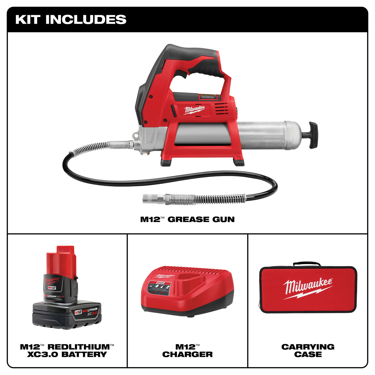 Milwaukee 2446-21XC M12 Cordless Grease Gun Kit