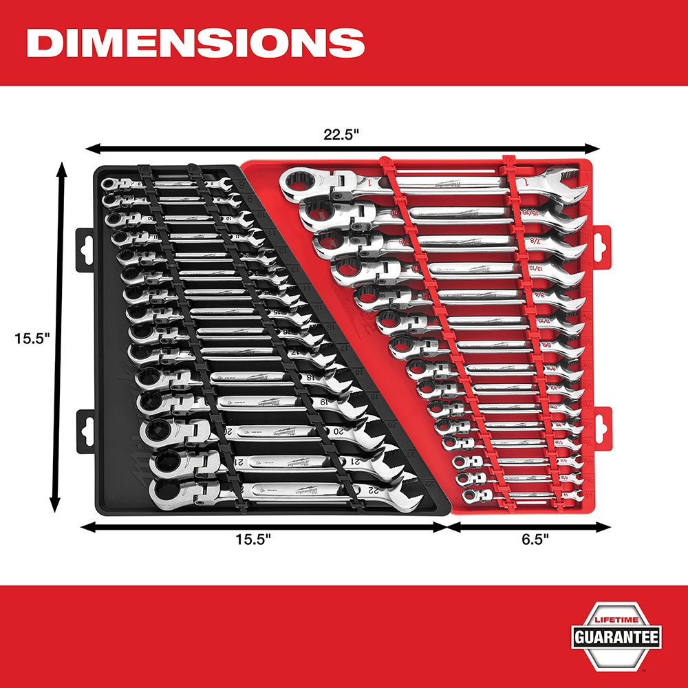 Milwaukee 48-22-9413 15pc SAE Flex Head Ratcheting Combination Wrench Set