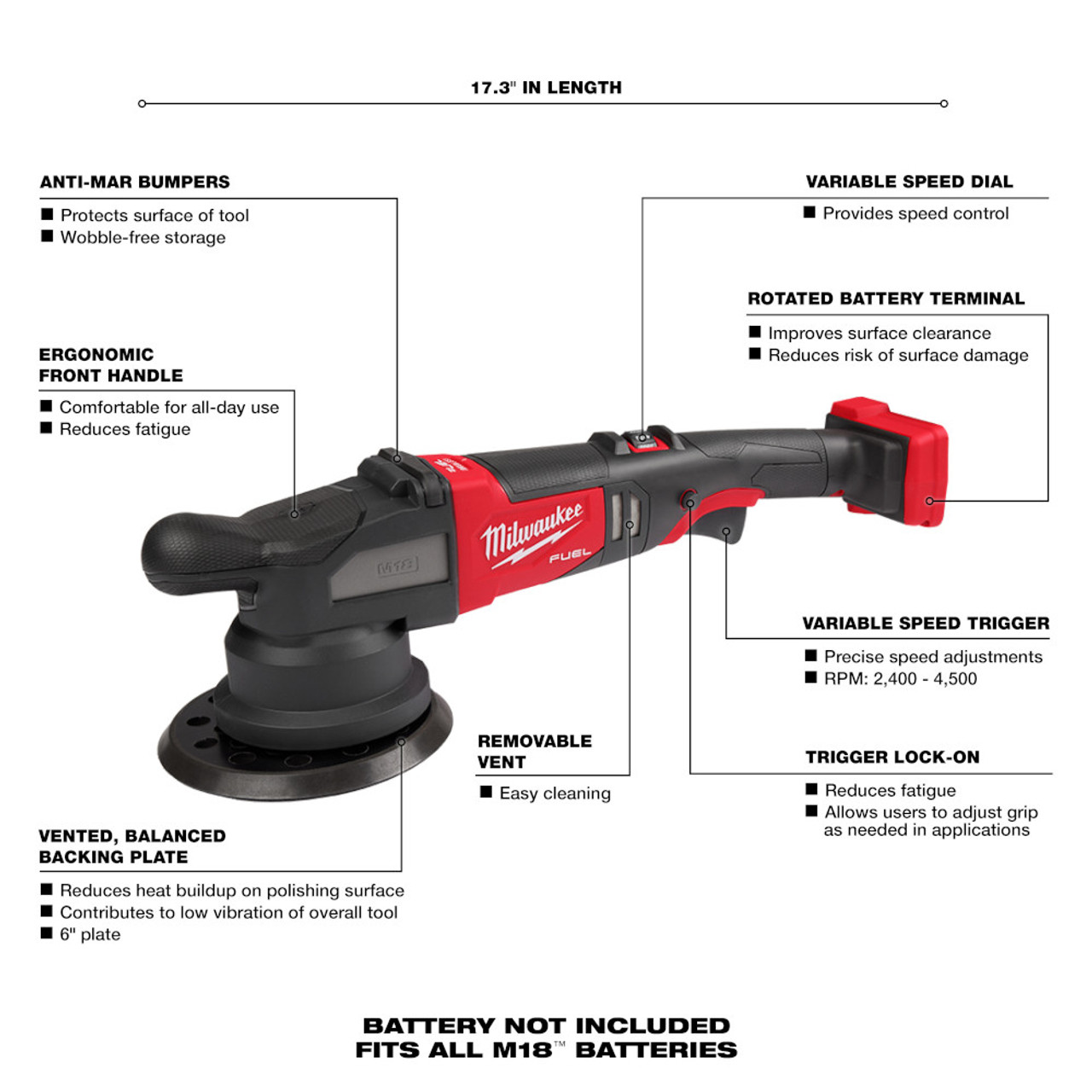 Milwaukee 2685-20 M18 FUEL 21mm Random Orbital Polisher