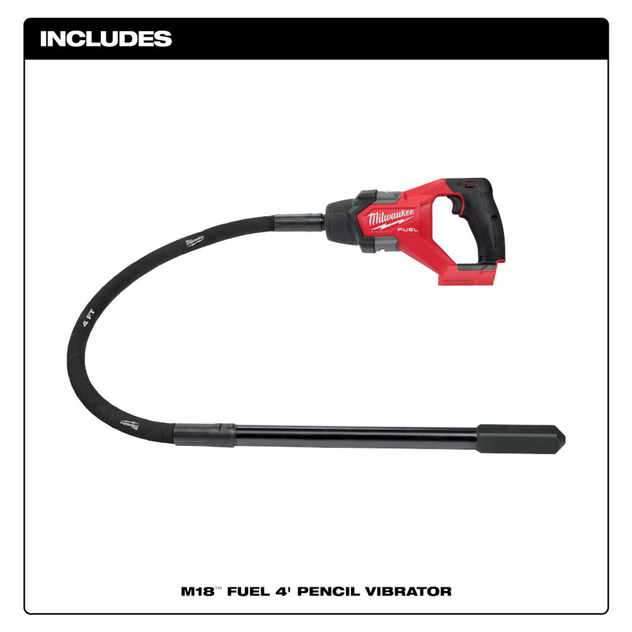 Milwaukee 2910-20 M18 FUEL 4' Concrete Pencil Vibrator