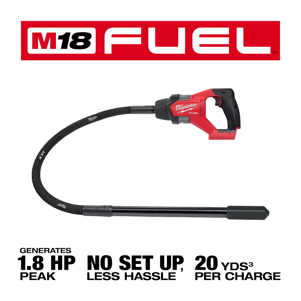 Milwaukee 2910-20 M18 FUEL 4' Concrete Pencil Vibrator