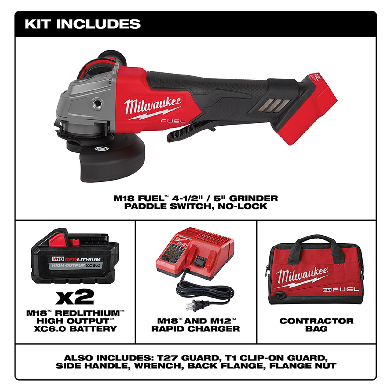 Milwaukee 2880-22 M18 FUEL 4-1/2" / 5" Grinder Paddle Switch, No-Lock Kit