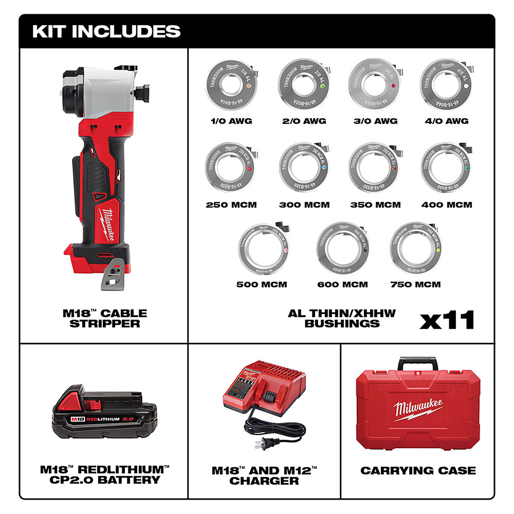 Milwaukee 2935AL-21 M18 Cable Stripper Kit for Al THHN/XHHW