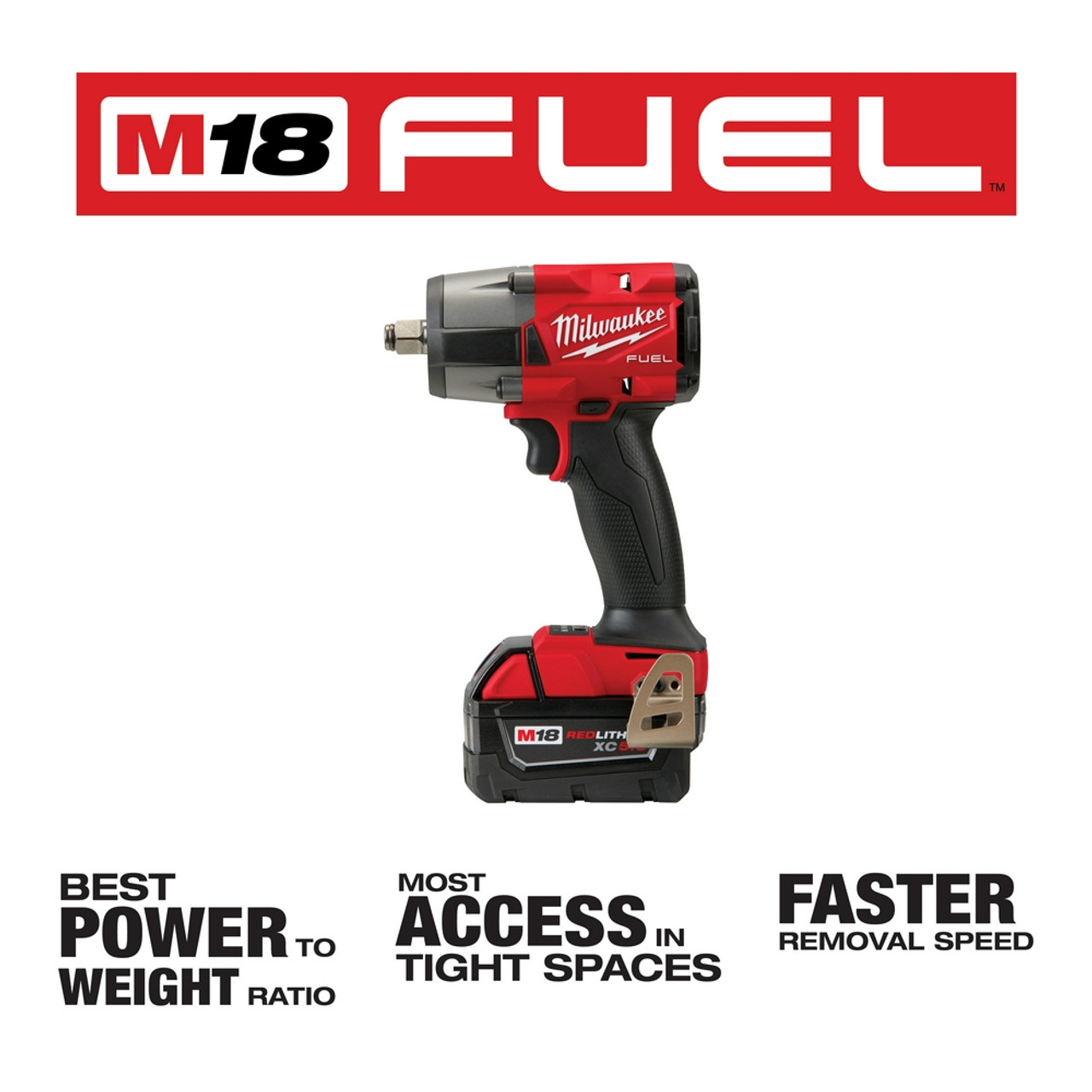 Milwaukee 2962-22R M18 FUEL 1/2" Mid-Torque Impact Wrench w/ Friction Ring Kit