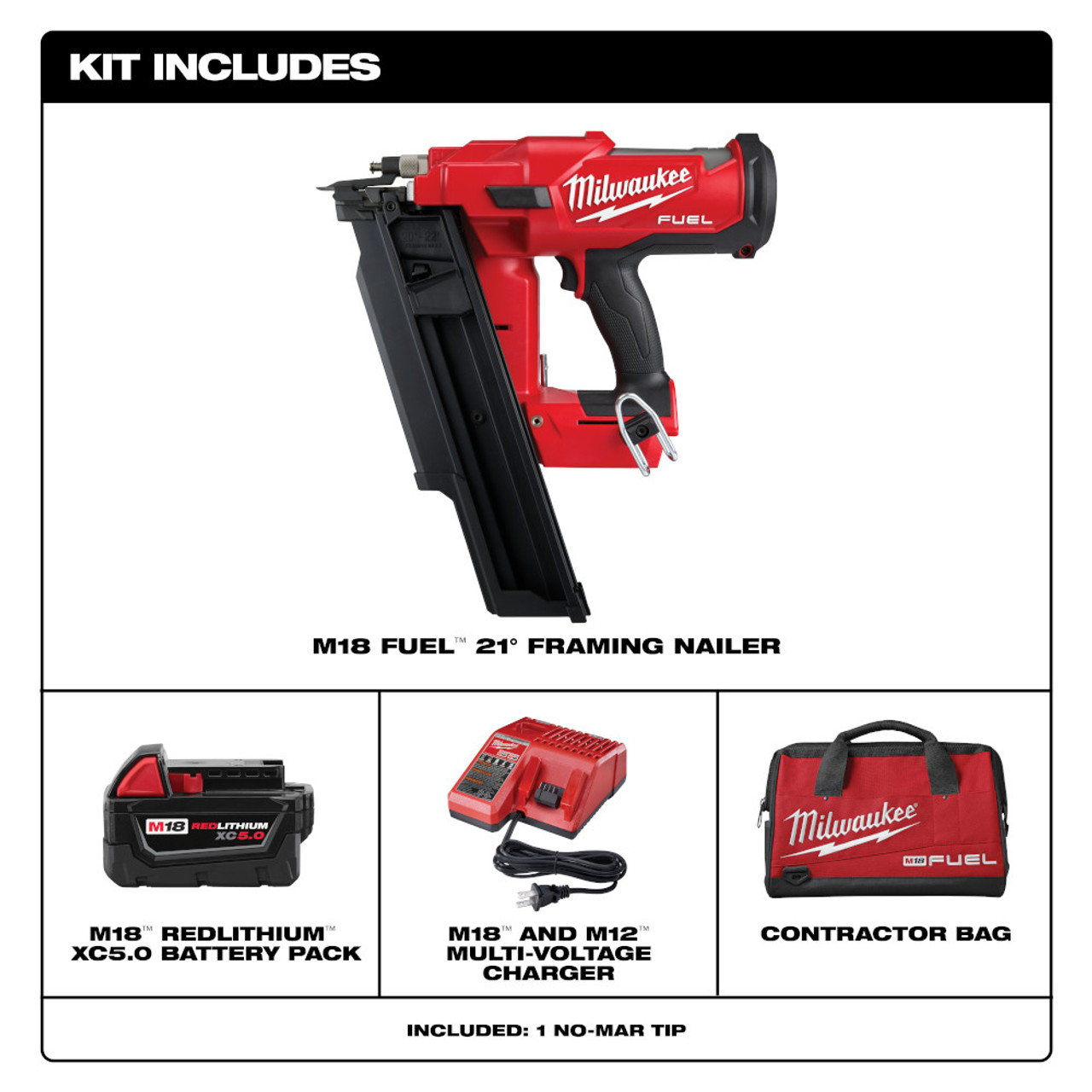 Milwaukee 2744-21 M18 FUEL 21 Degree Framing Nailer Kit
