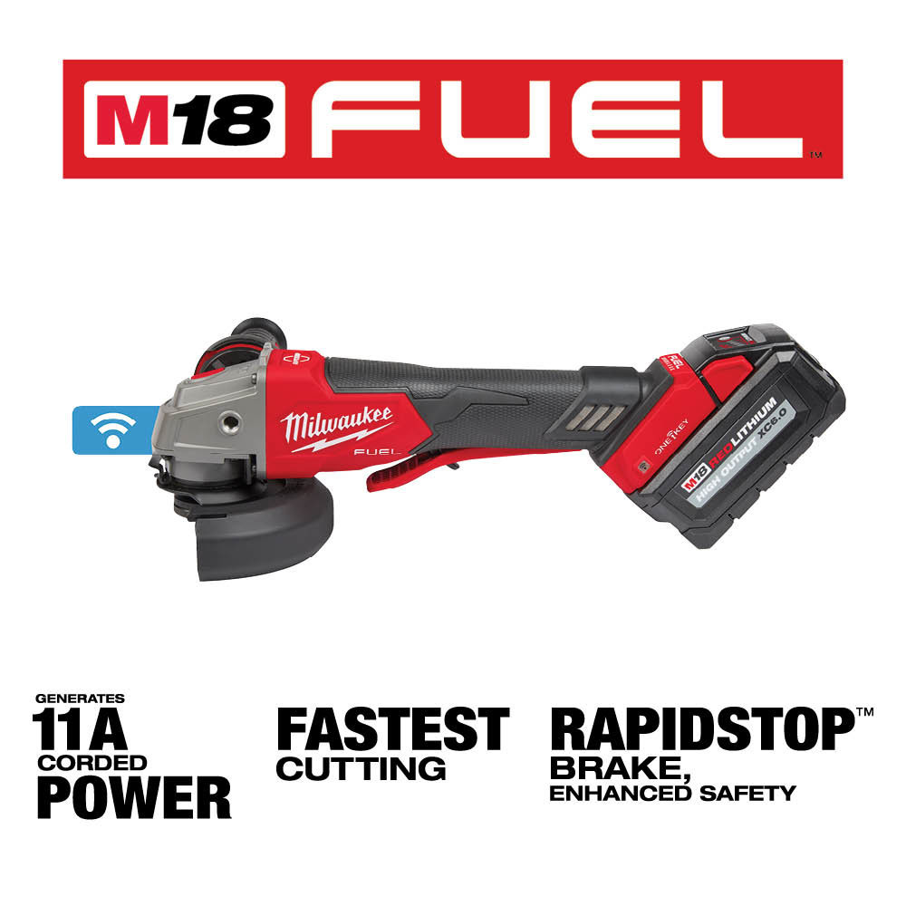 Milwaukee 2882-22 M18 FUEL 4-1/2" / 5" Braking Grinder w/ ONE-KEY Paddle Switch, No Lock