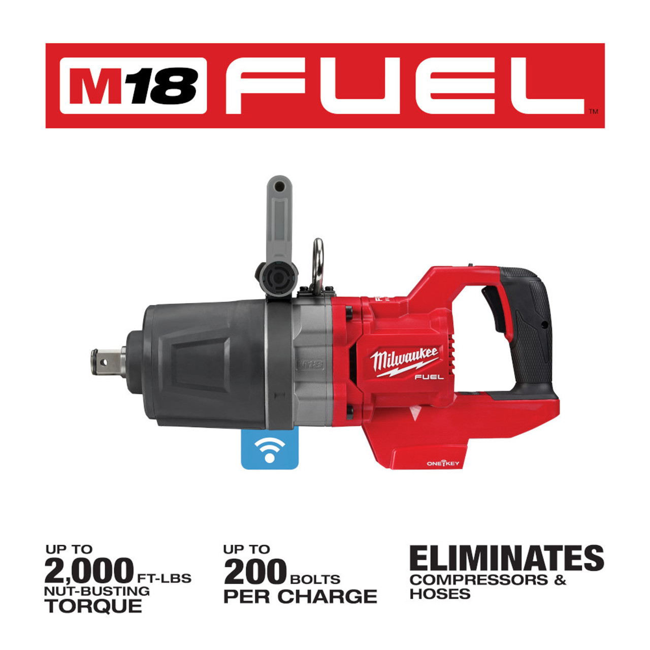 Milwaukee 2868-20 M18 FUEL 1 in. D-Handle High Torque Impact Wrench w/ ONE-KEY