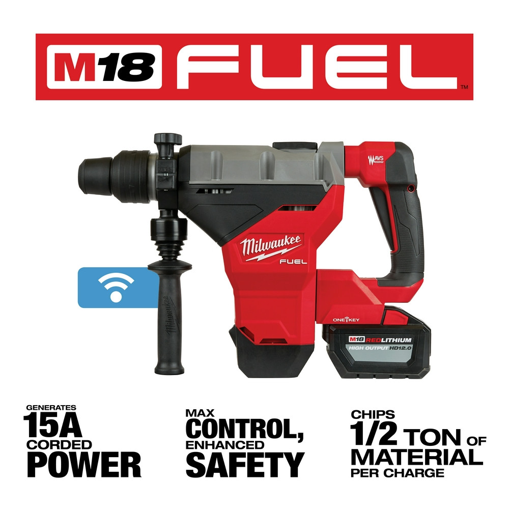 Milwaukee 2718-22HD M18 FUEL 1-3/4 in. SDS Max Rotary Hammer with One Key Two HD12.0 Battery Kit