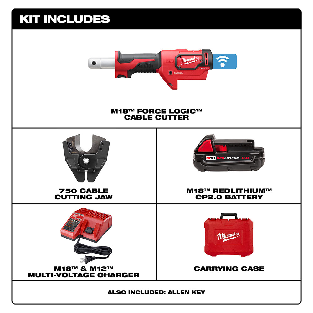 Milwaukee 2672-21 M18 FORCE LOGIC Cable Cutter Kit with 750 MCM Cu Jaws