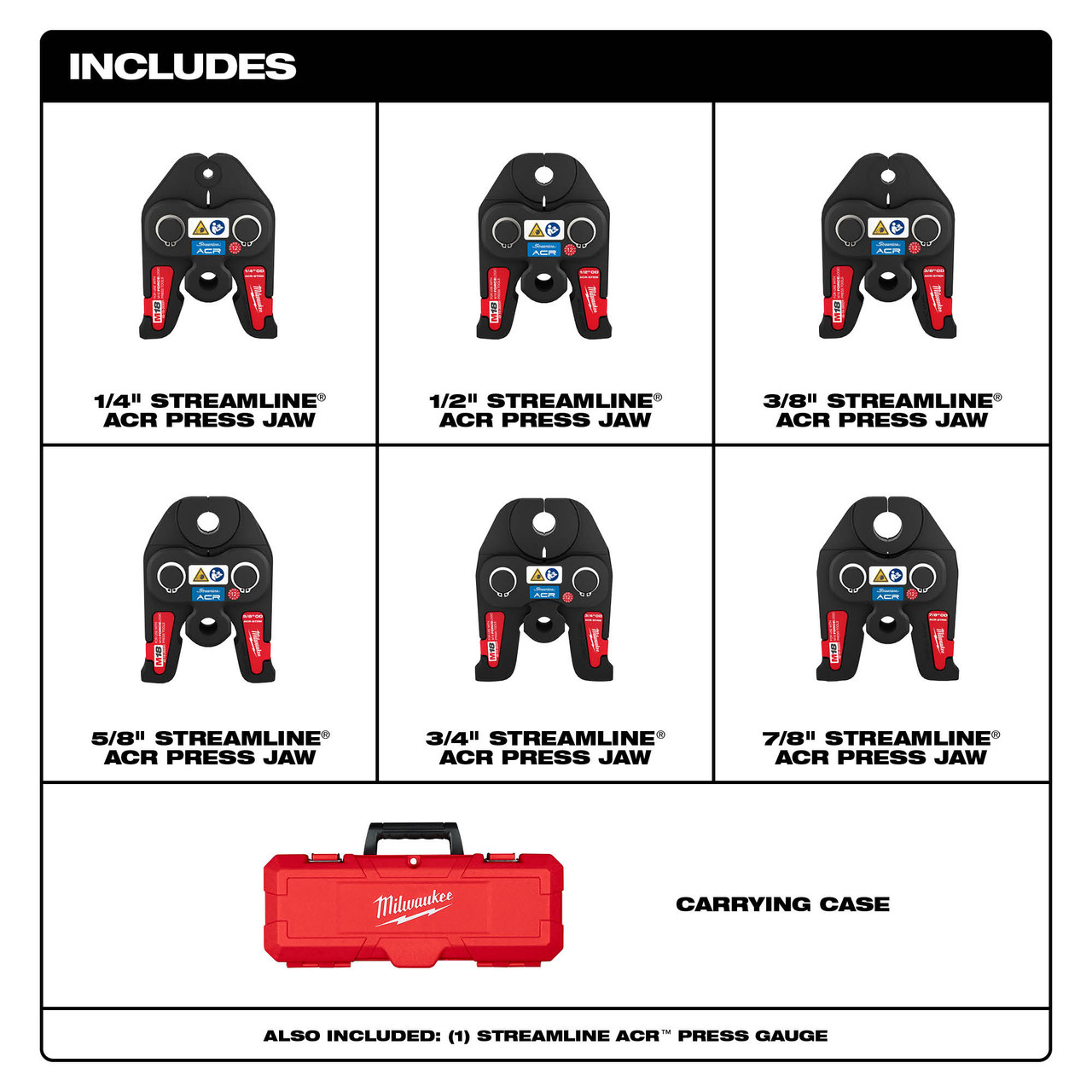 Milwaukee 49-16-2661M 1/4" - 7/8" Streamline ACR Press Jaw Kit for M18 FORCE LOGIC Press Tools