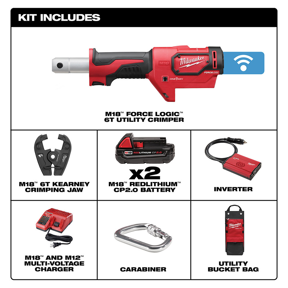 Milwaukee 2678-22K M18 FORCE LOGIC 6T Utility Crimping Kit with Kearney Grooves