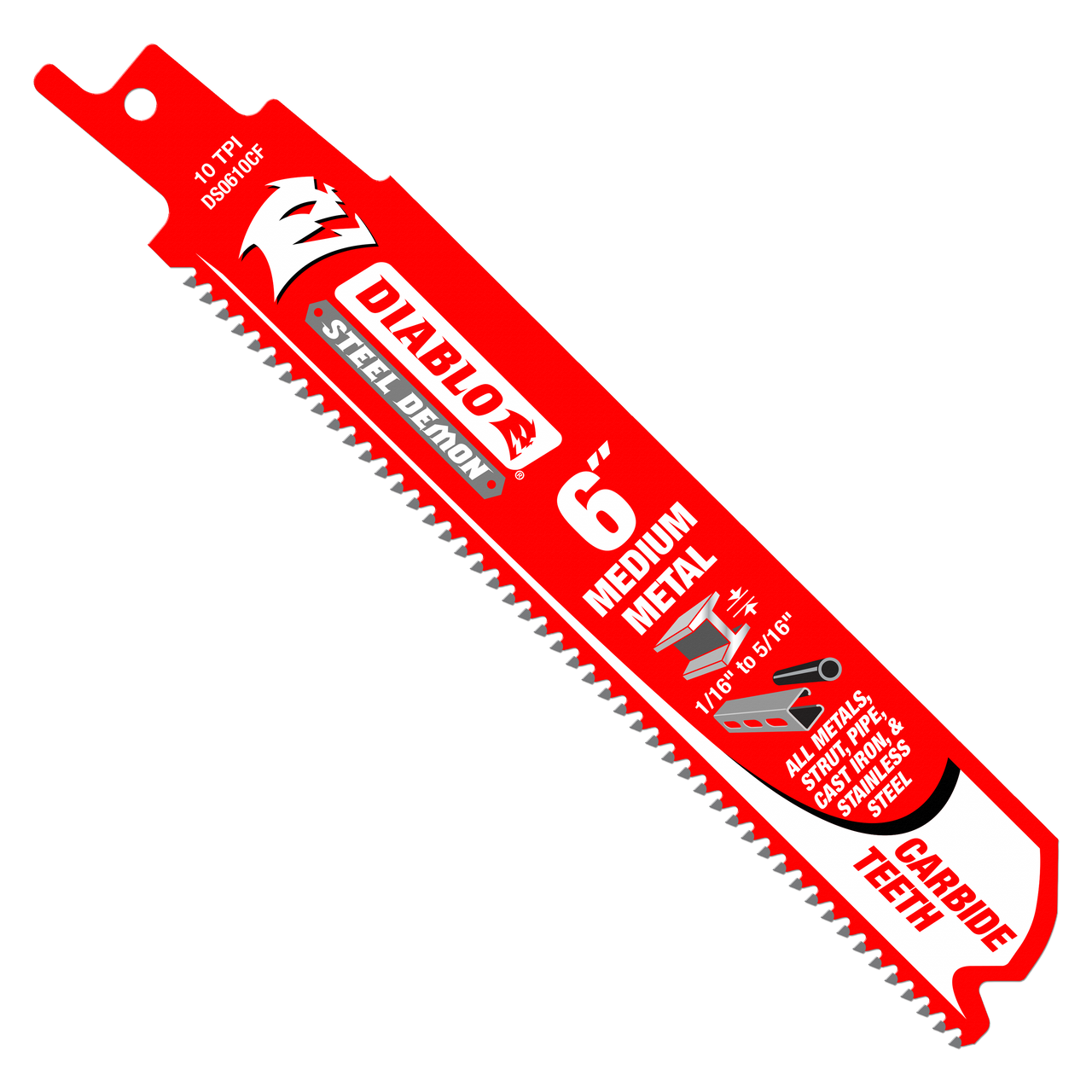 Diablo DS0610CF 6 in. Steel Demon Carbide Recip Blades for Medium (1/16 in. - 5/16 in.) Metal Cutting (10-Pack)