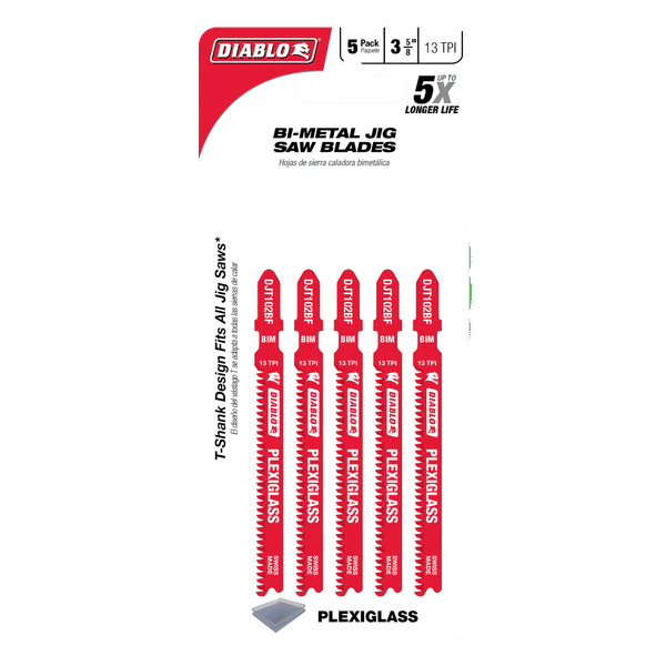 Diablo 3-5/8 inch 13TPI Bi-Metal Jig Saw Blade - 5 Pack - DJT102BF5