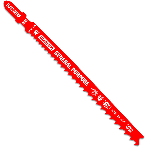 Diablo 5-1/4 inch, 5/10TPI Bi-Metal Jig Saw Blade for General Purpose Cuts - 5 Pack - DJT345XF5