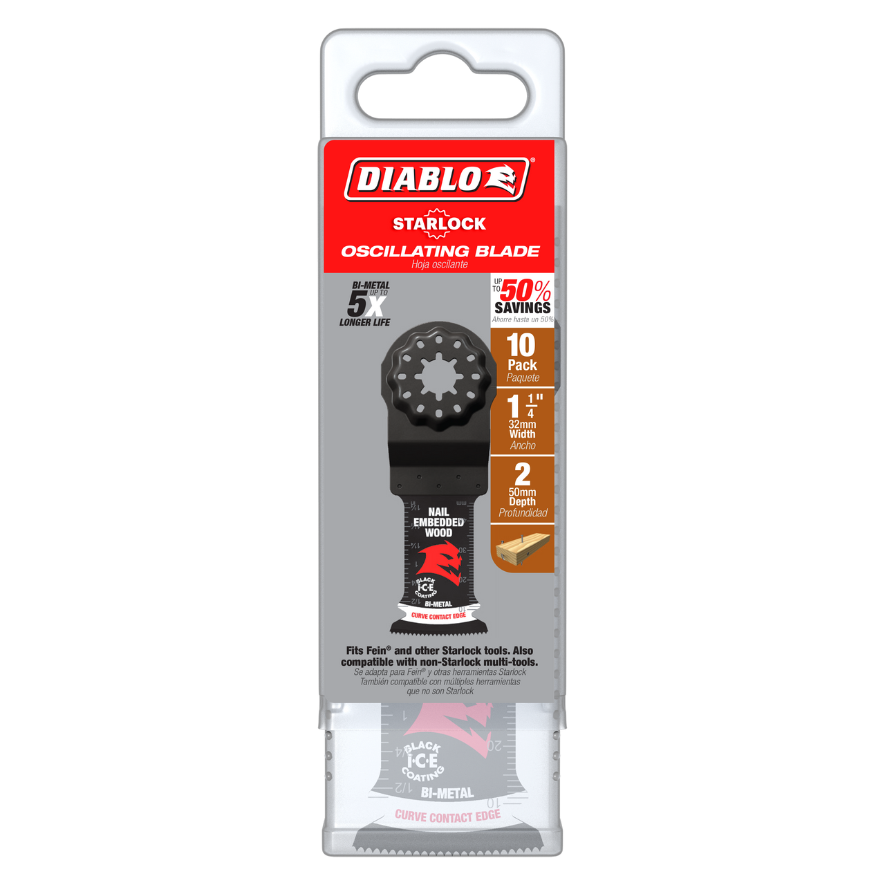 Diablo DOS125BW10 1-1/4 in. Starlock Bi-Metal Oscillating Blades for Nail-Embedded Wood (10-Pack)