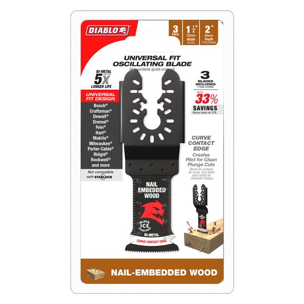 Diablo Demo Demon 1-1/4 inch Universal Fit Bi-Metal Oscicllating Blades - DOU125BW3