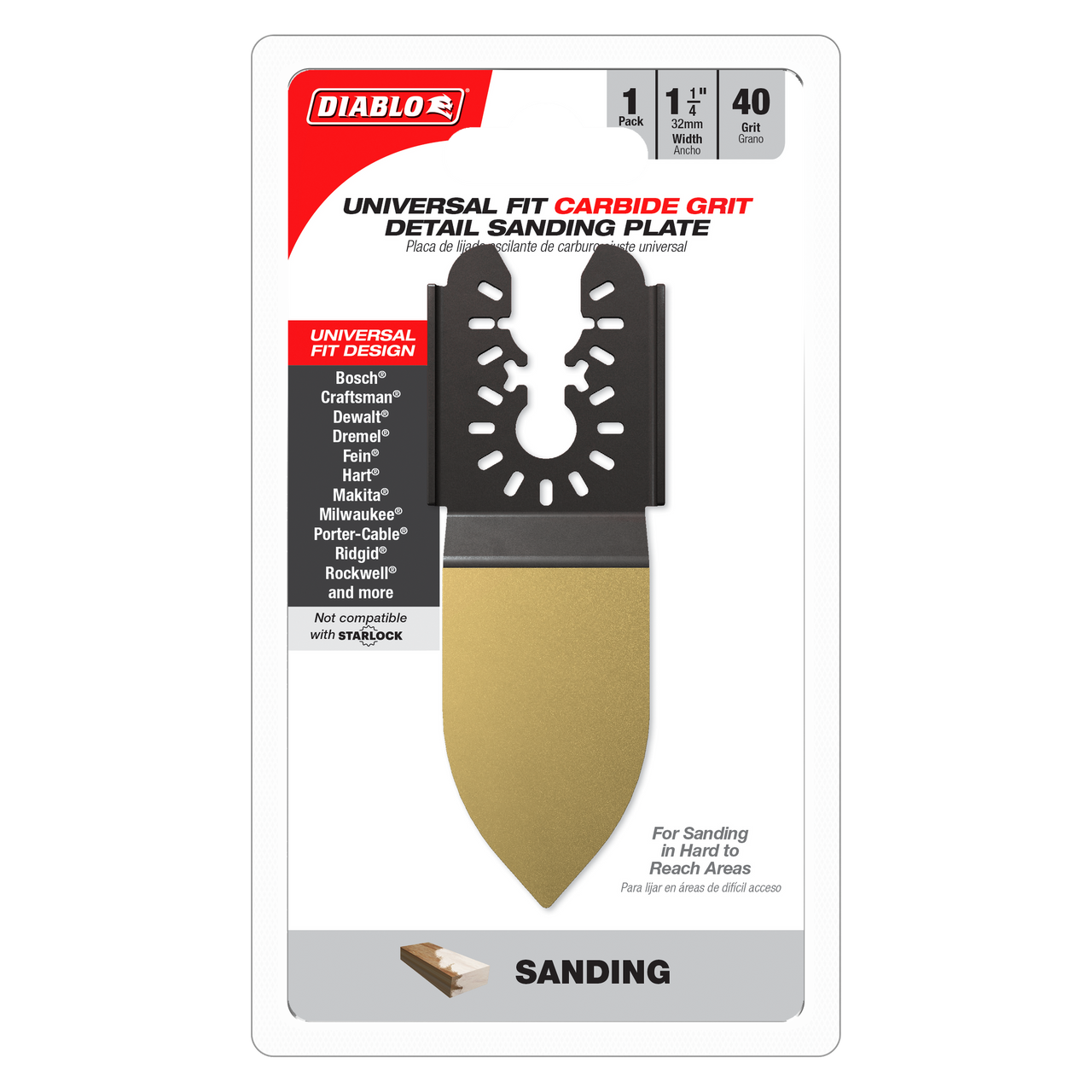 Diablo DOU40CGSF 1-1/4 in. 40-Grit Universal Fit Carbide Grit Oscillating Detail Sanding Plate