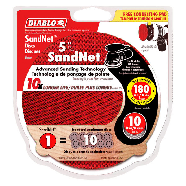 Diablo DND050180H10I 5 in. 180 Grit (Fine) SandNET Discs with Connection Pad (10-Pack)