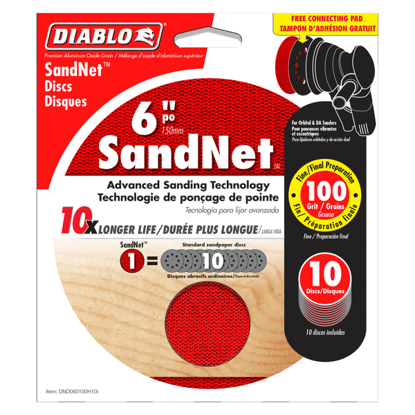 Diablo DND060120H10I 6 in. 120 Grit (Medium) SandNET Discs with Connection Pad (10-Pack)