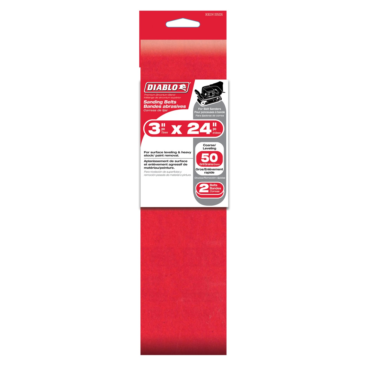 Diablo DCB324050S02G 3 in. x 24 in. Sanding Belt 50 Grit (2-Pack)