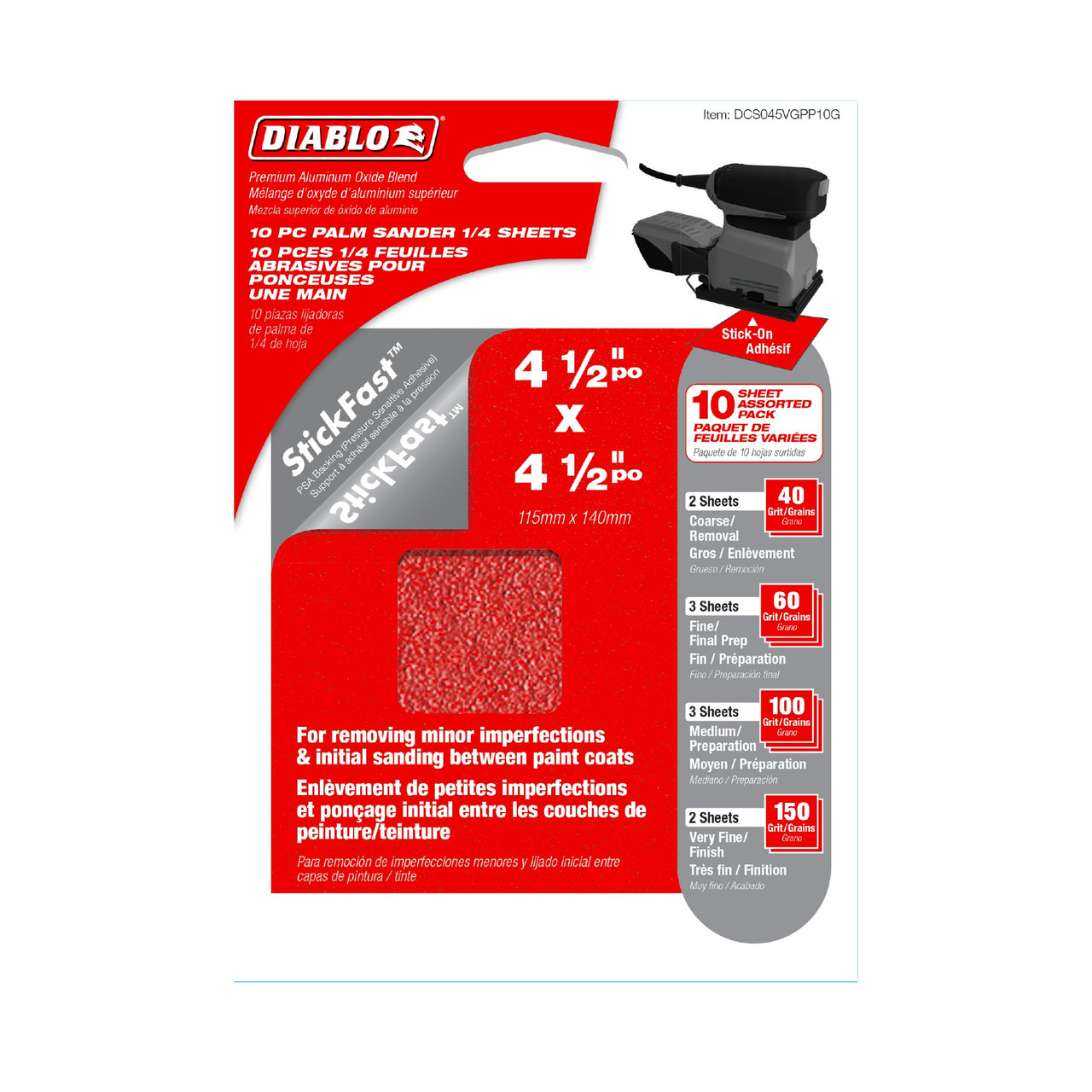 Diablo DCS045VGPP10G 1/4 in. Sanding Sheet Assorted (10-Pack)