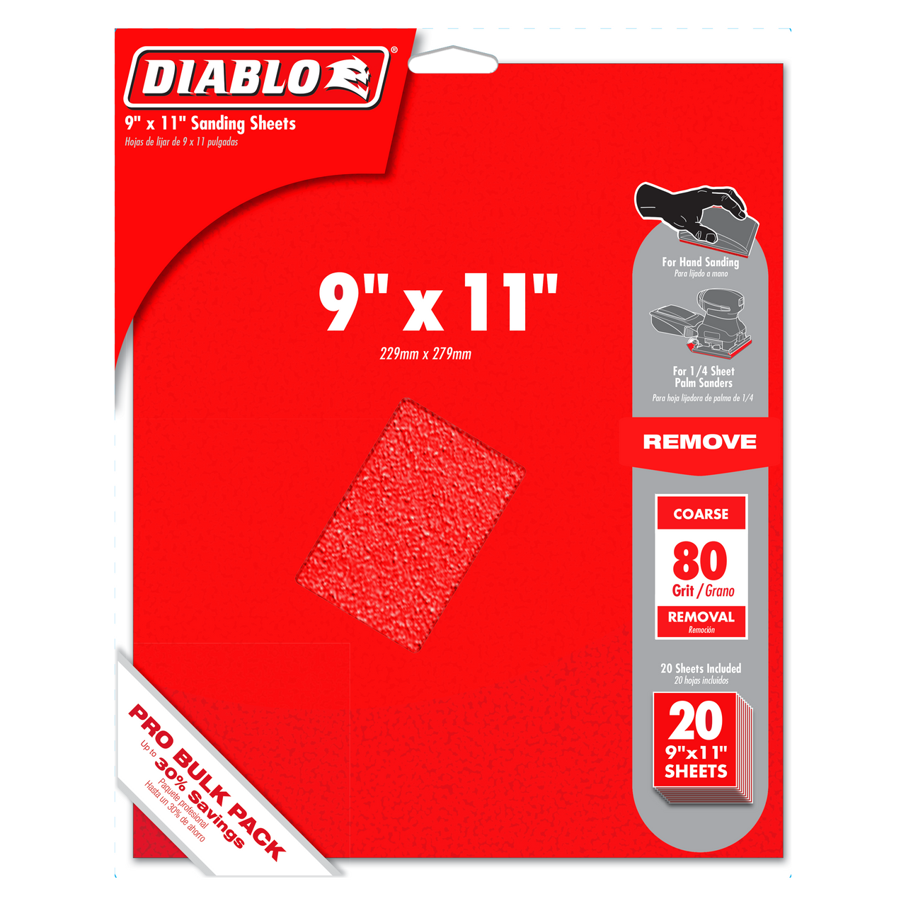 Diablo DCS911080S20G 9 in. x 11 in. 80-Grit (Coarse) Sanding Sheet (20-Pack)