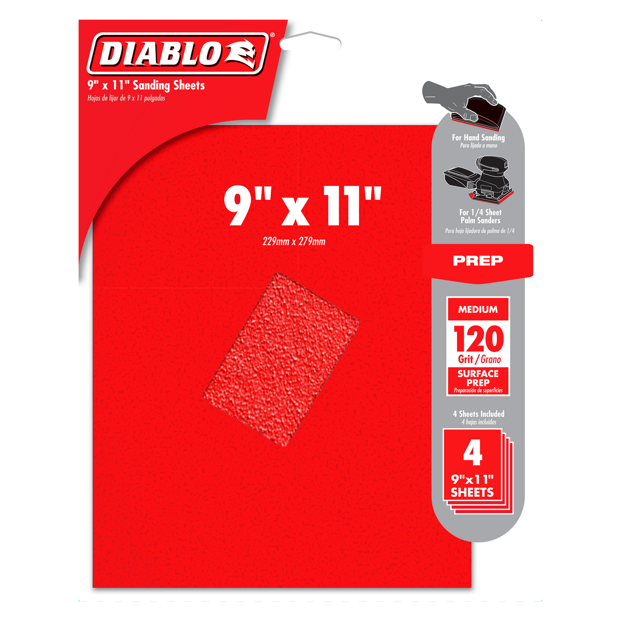 Diablo DCS911120S04G 9 in. x 11 in. 120-Grit (Medium) Sanding Sheet (4-Pack)