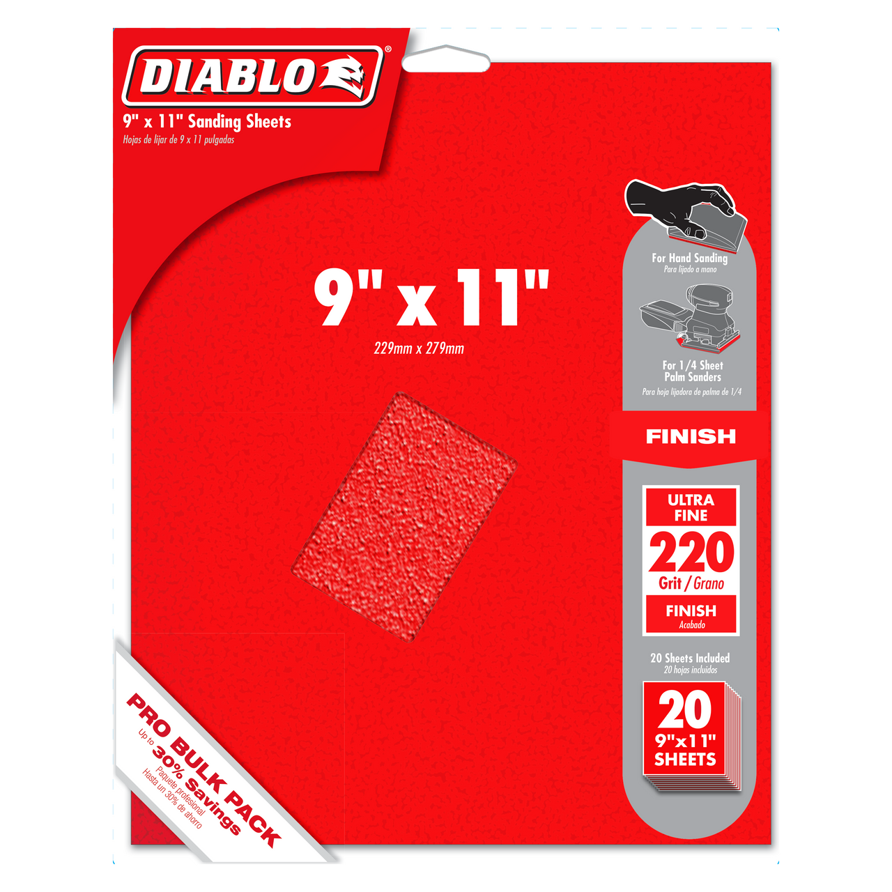 Diablo DCS911220S20G 9 in. x 11 in. 220-Grit (Ultra Fine) Sanding Sheet (20-Pack)