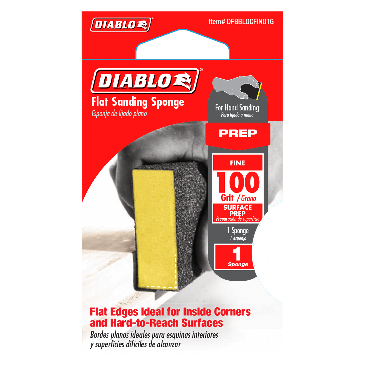 Diablo DFBBLOCFIN01G Flat 100-Grit (Fine) Sanding Sponge