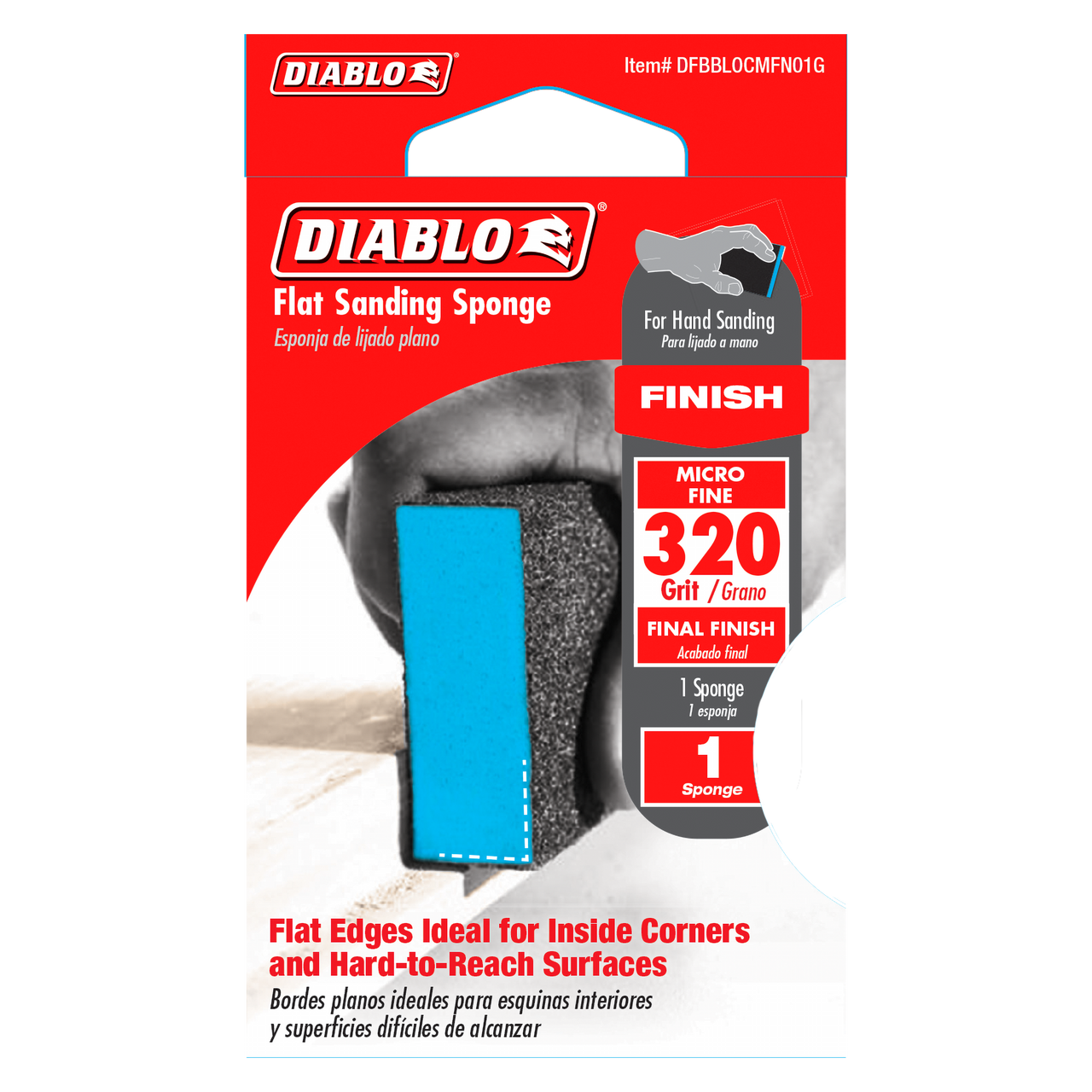 Diablo DFBBLOCMFN01G Flat 220-Grit (Ultra Fine) Sanding Sponge