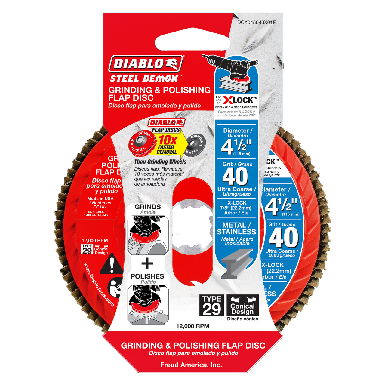 Diablo DCX045040X01F 4-1/2 in. 40-Grit Flap Disc for X-Lock and All Grinders