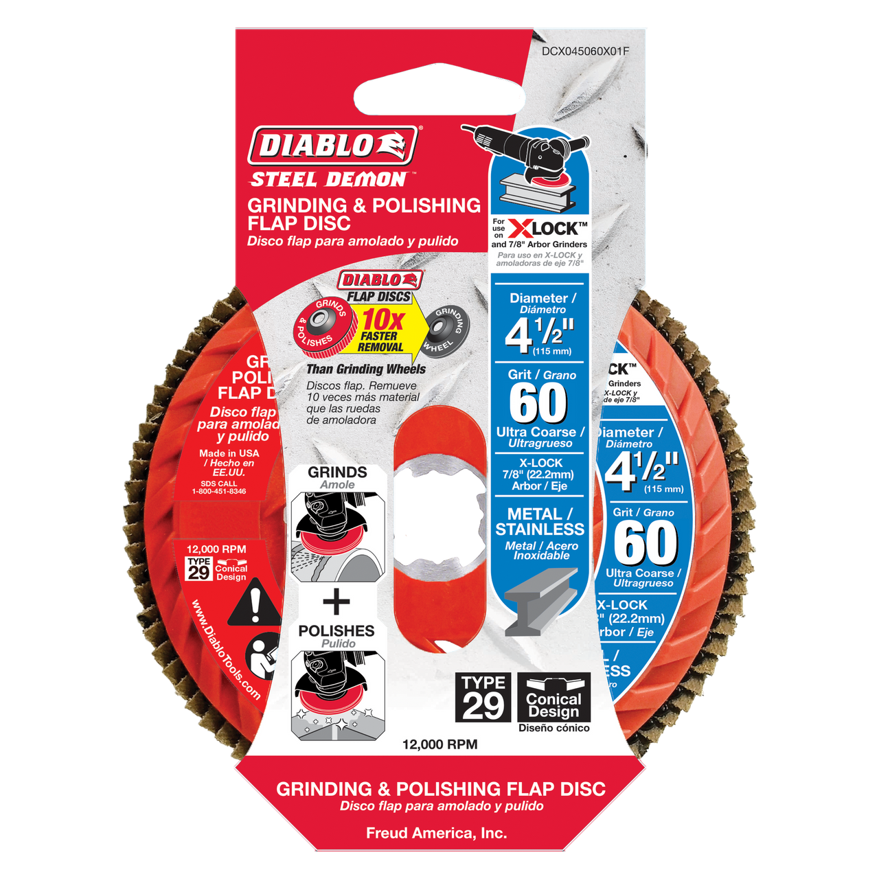 Diablo DCX045060X01F 4-1/2 in. 60-Grit Flap Disc for X-Lock and All Grinders