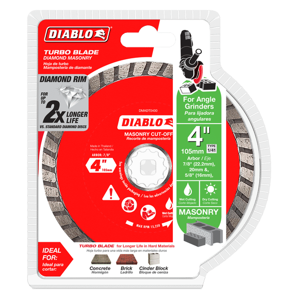 Diablo DMADT0400 4 in. Diamond Turbo Cut-Off Discs for Masonry