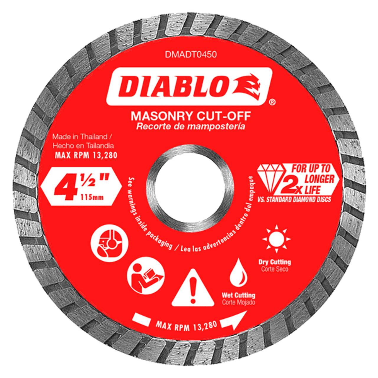 Diablo DMADT0450 4-1/2 in. Diamond Turbo Cut-Off Discs for Masonry