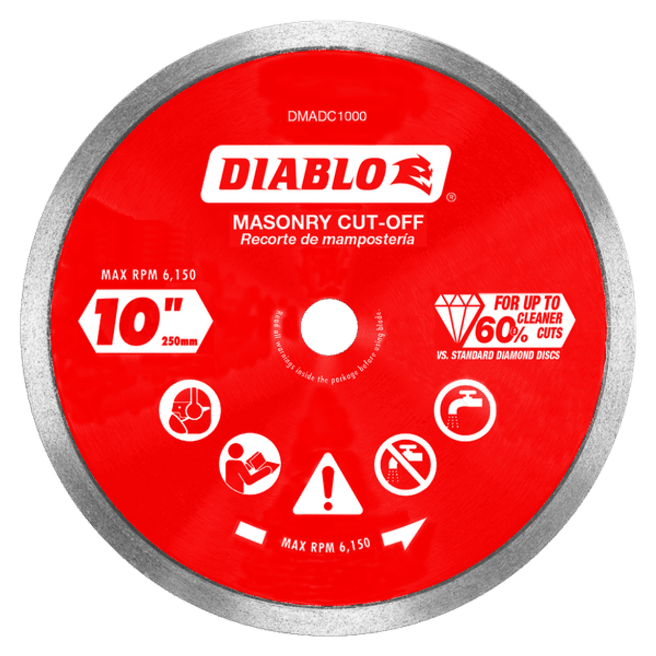 Diablo DMADC1000 10 in. Diamond Continuous Rim Cut-Off Discs for Masonry