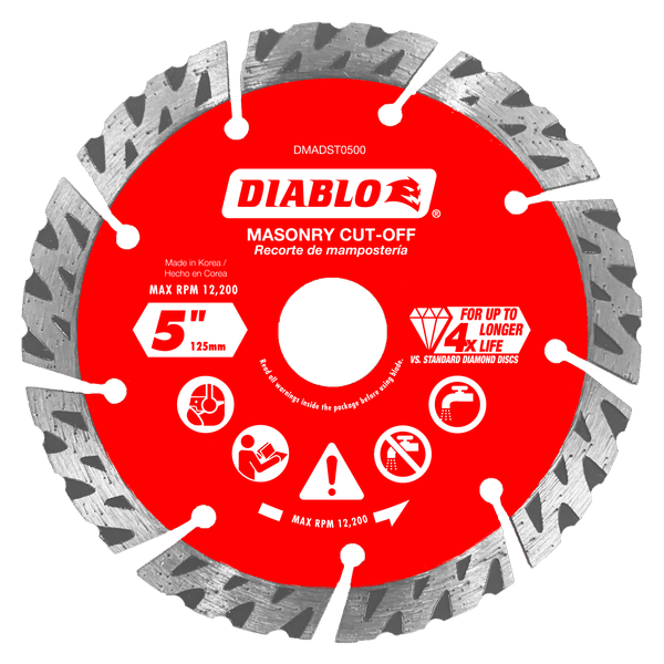 Diablo DMADST0500 5 in. Diamond Segmented Turbo Cut-Off Discs for Masonry